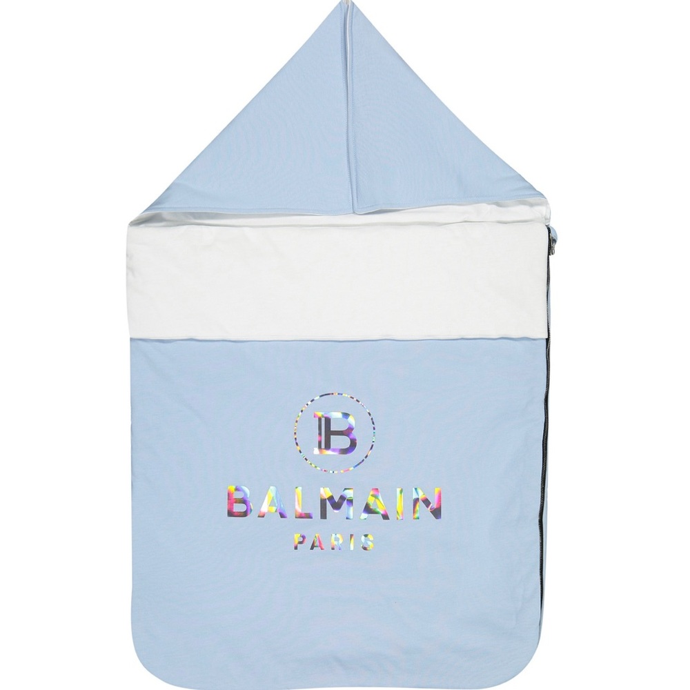 BALMAIN HOLOGRAM NEW BABY BLUE BUNTING SLEEPING BAG RARE HARD TO FIND! METALLIC